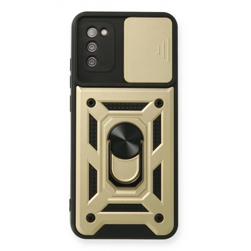 Durukar®  Samsung Galaxy A03S Kılıf Pars Lens Yüzüklü Silikon - Gold