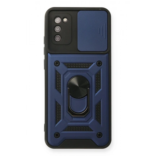 Durukar®  Samsung Galaxy A03S Kılıf Pars Lens Yüzüklü Silikon - Lacivert