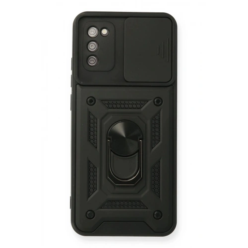 Durukar®  Samsung Galaxy A03S Kılıf Pars Lens Yüzüklü Silikon - Siyah