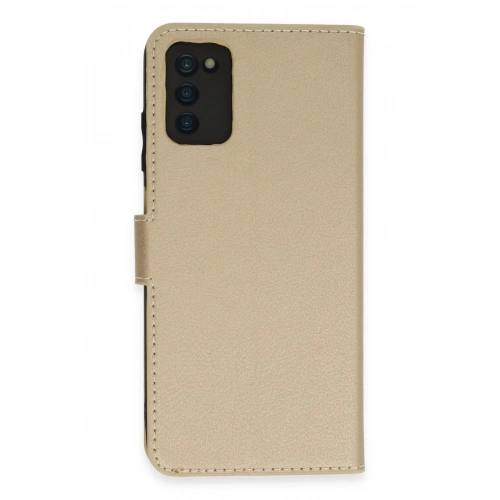 Durukar®  Samsung Galaxy A03S Kılıf Trend S Plus Kapaklı Kılıf - Gold