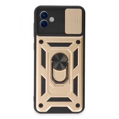 Durukar®  Samsung Galaxy A04E Kılıf Pars Lens Yüzüklü Silikon - Gold