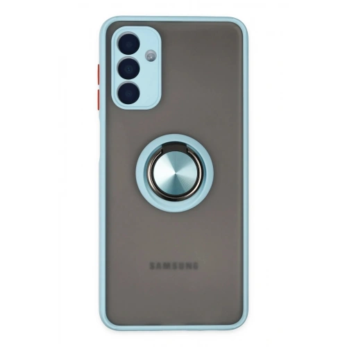 Durukar®  Samsung Galaxy A04S Kılıf Montreal Yüzüklü Silikon Kapak - Buz Mavi