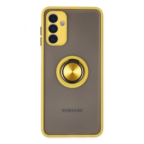 Durukar®  Samsung Galaxy A04S Kılıf Montreal Yüzüklü Silikon Kapak - Sarı