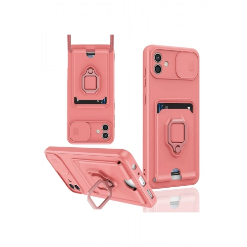 Durukar®  Samsung Galaxy A06 Kılıf Zuma Kartvizitli Yüzüklü Silikon - Pembe