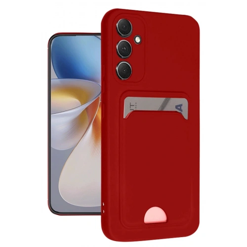 Durukar®  Samsung Galaxy A16 5G Kılıf Kelvin Kartvizitli Silikon - Kırmızı