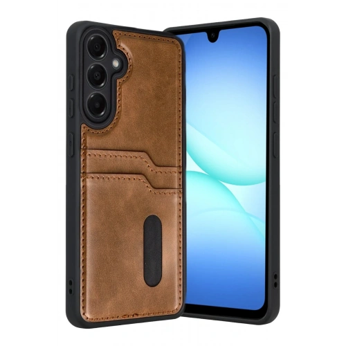 Durukar®  Samsung Galaxy A17 5G Sara Kartvizitli Deri Kılıf - Taba
