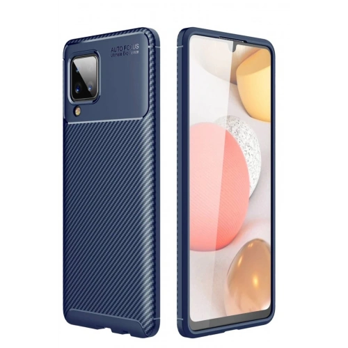 Durukar®  Samsung Galaxy A22 Kılıf Auto Focus Karbon Kapak - Lacivert