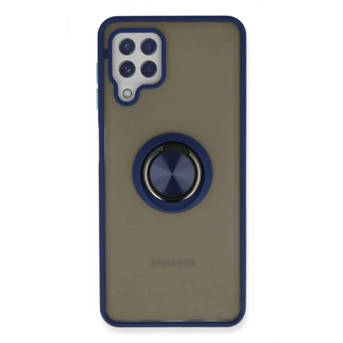 Durukar®  Samsung Galaxy A22 Kılıf Montreal Yüzüklü Silikon Kapak - Lacivert