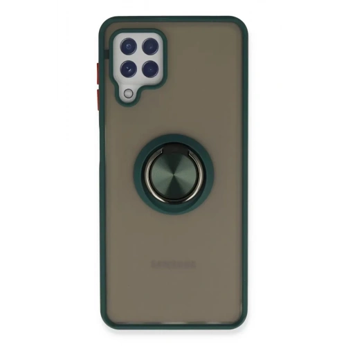 Durukar®  Samsung Galaxy A22 Kılıf Montreal Yüzüklü Silikon Kapak - Yeşil