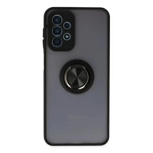 Durukar®  Samsung Galaxy A23 4G Kılıf Montreal Yüzüklü Silikon Kapak - Siyah