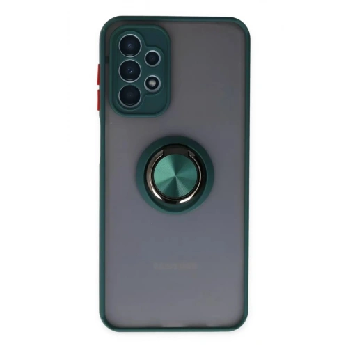 Durukar®  Samsung Galaxy A23 4G Kılıf Montreal Yüzüklü Silikon Kapak - Yeşil