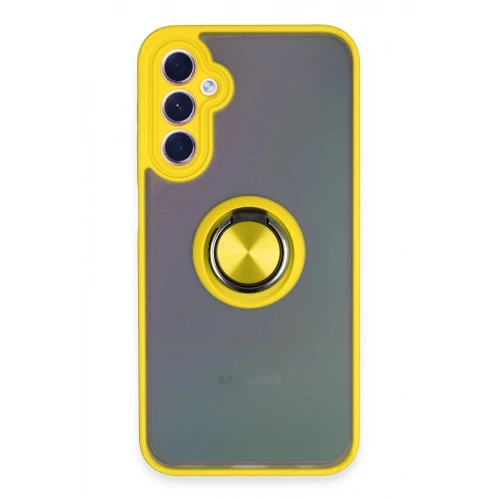 Durukar®  Samsung Galaxy A24 4G Kılıf Montreal Yüzüklü Silikon Kapak - Sarı