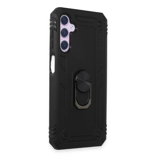 Durukar®  Samsung Galaxy A24 4G Kılıf Sofya Yüzüklü Silikon Kapak - Siyah