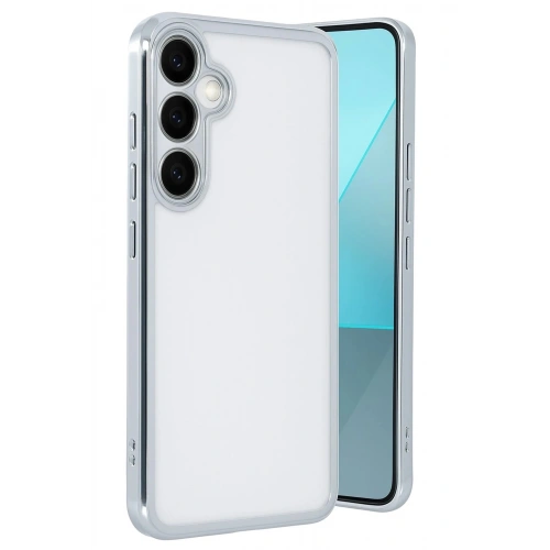 Durukar®  Samsung Galaxy A24 4G Prime Kılıf  Lensli Silikon - Gümüş