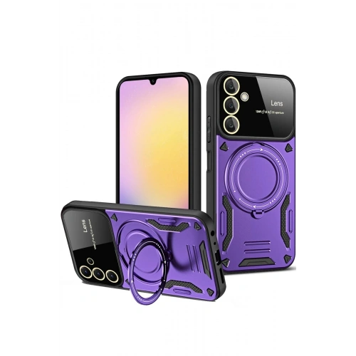 Durukar®  Samsung Galaxy A26 Kılıf Joy Lens Standlı Kapak - Mor