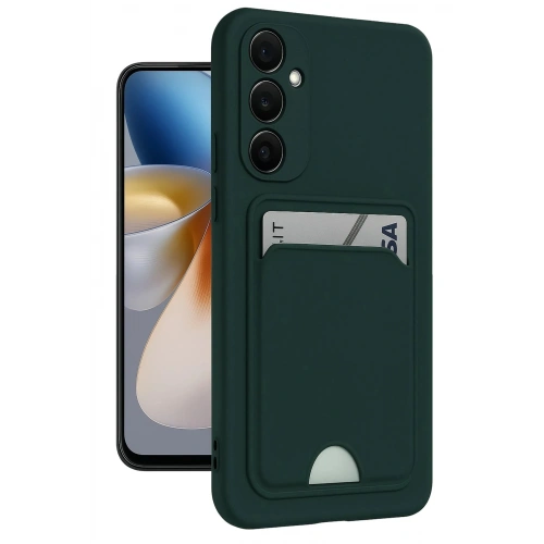 Durukar®  Samsung Galaxy A26 Kılıf Kelvin Kartvizitli Silikon - Koyu Yeşil