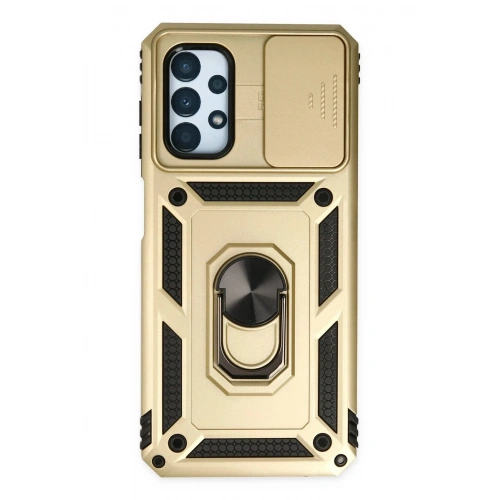 Durukar®  Samsung Galaxy A33 5G Kılıf Pars Lens Yüzüklü Silikon - Gold