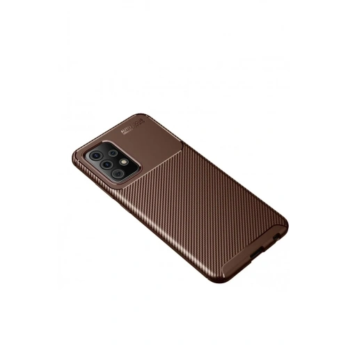 Durukar®  Samsung Galaxy A52 Kılıf Auto Focus Karbon Kapak - Kahverengi