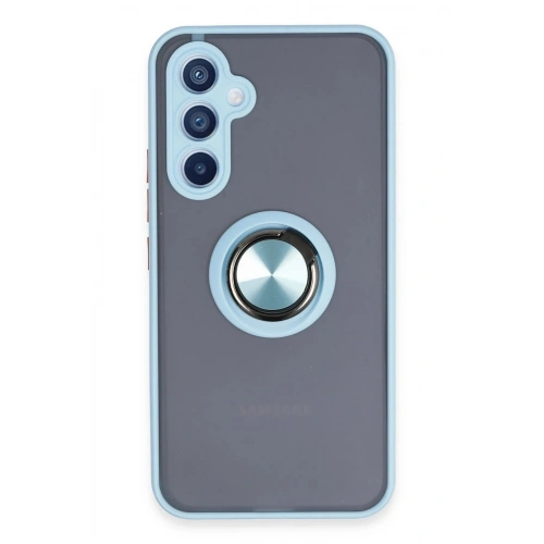 Durukar®  Samsung Galaxy A54 5G Kılıf Montreal Yüzüklü Silikon Kapak - Buz Mavi