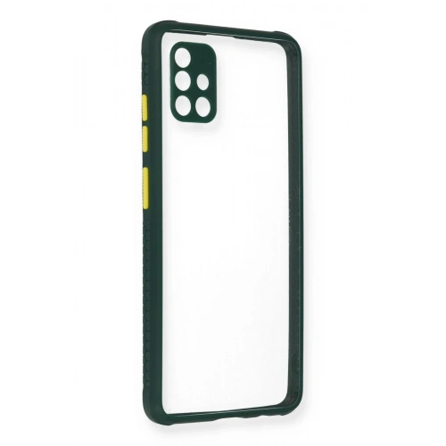 Durukar®  Samsung Galaxy A71 Kılıf Miami Şeffaf Silikon - Koyu Yeşil