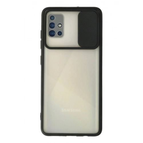 Durukar®  Samsung Galaxy A71 Kılıf Palm Buzlu Kamera Sürgülü Silikon - Siyah