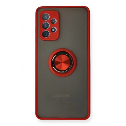 Durukar®  Samsung Galaxy A72 Kılıf Montreal Yüzüklü Silikon Kapak - Kırmızı
