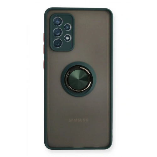 Durukar®  Samsung Galaxy A72 Kılıf Montreal Yüzüklü Silikon Kapak - Yeşil