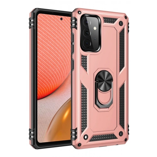 Durukar®  Samsung Galaxy A72 Kılıf Sofya Yüzüklü Silikon Kapak - Rose