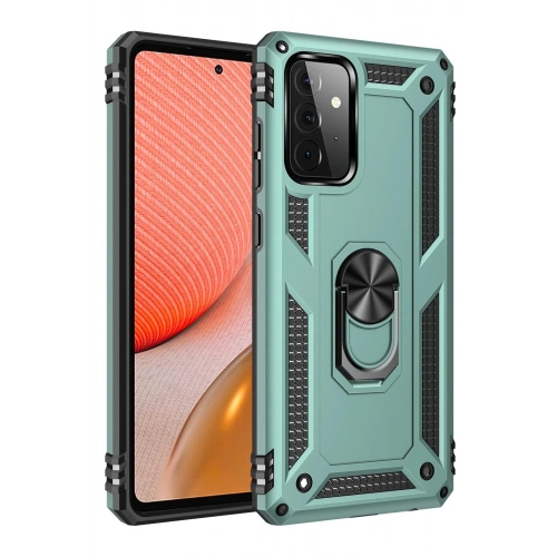 Durukar®  Samsung Galaxy A72 Kılıf Sofya Yüzüklü Silikon Kapak - Yeşil