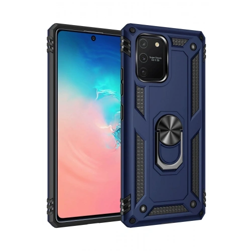 Durukar®  Samsung Galaxy A91 / S10 Lite Kılıf Sofya Yüzüklü Silikon Kapak - Lacivert