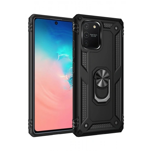Durukar®  Samsung Galaxy A91 / S10 Lite Kılıf Sofya Yüzüklü Silikon Kapak - Siyah