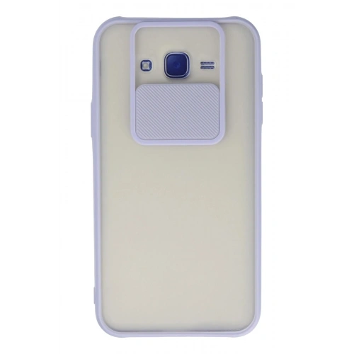 Durukar®  Samsung Galaxy J7 Kılıf Palm Buzlu Kamera Sürgülü Silikon - Lila