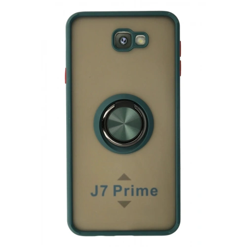 Durukar®  Samsung Galaxy J7 Prime Kılıf Montreal Yüzüklü Silikon Kapak - Yeşil