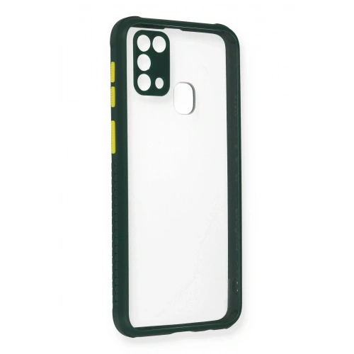 Durukar®  Samsung Galaxy M31 Kılıf Miami Şeffaf Silikon - Koyu Yeşil