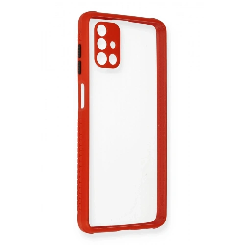 Durukar®  Samsung Galaxy M51 Kılıf Miami Şeffaf Silikon - Kırmızı