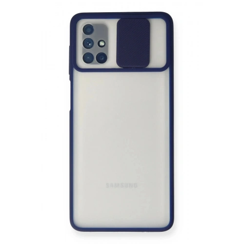 Durukar®  Samsung Galaxy M51 Kılıf Palm Buzlu Kamera Sürgülü Silikon - Lacivert