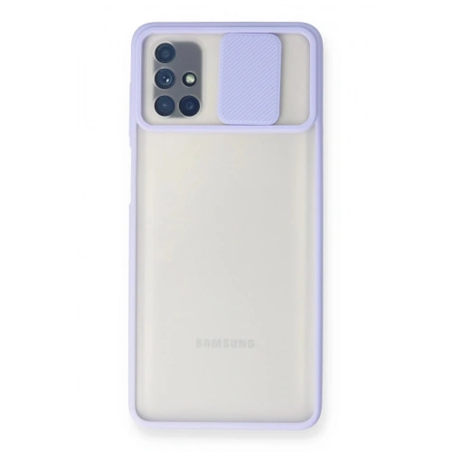 Durukar®  Samsung Galaxy M51 Kılıf Palm Buzlu Kamera Sürgülü Silikon - Lila