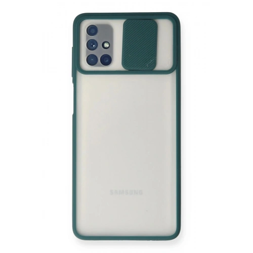 Durukar®  Samsung Galaxy M51 Kılıf Palm Buzlu Kamera Sürgülü Silikon - Yeşil