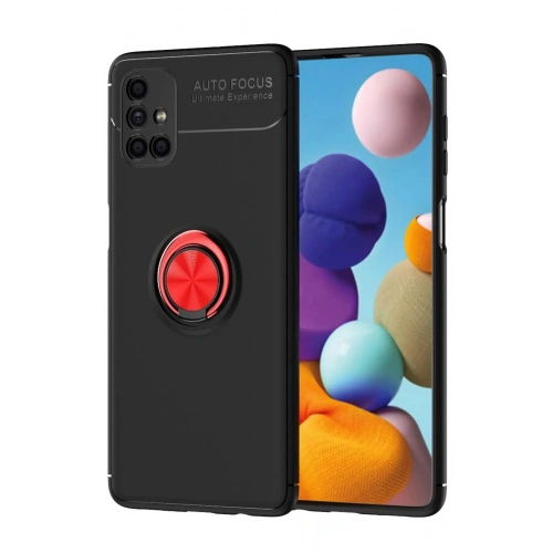 Durukar®  Samsung Galaxy M51 Kılıf Range Yüzüklü Silikon - Siyah-Kırmızı