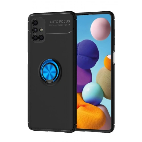 Durukar®  Samsung Galaxy M51 Kılıf Range Yüzüklü Silikon - Siyah-Mavi