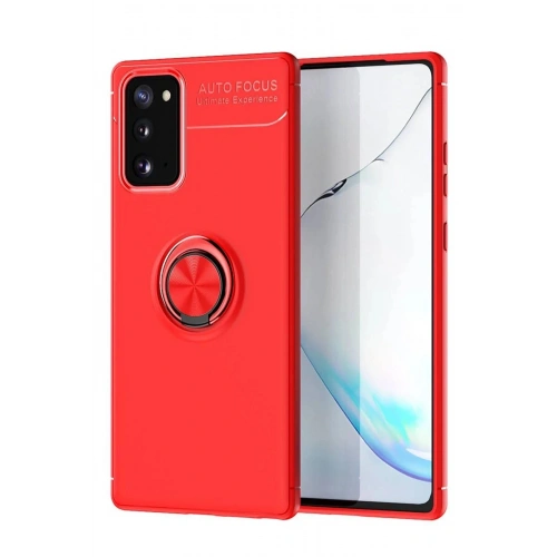 Durukar®  Samsung Galaxy Note 20 Kılıf Range Yüzüklü Silikon - Kırmızı