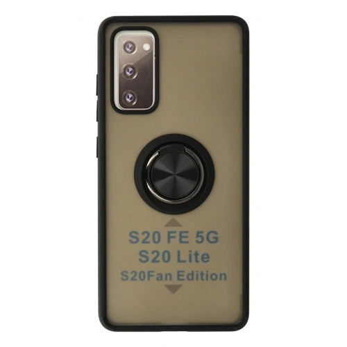 Durukar®  Samsung Galaxy S20 FE Kılıf Montreal Yüzüklü Silikon Kapak - Siyah