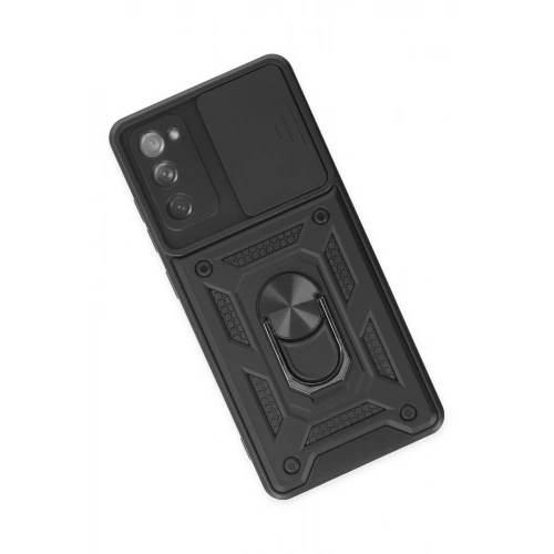 Durukar®  Samsung Galaxy S20 FE Kılıf Pars Lens Yüzüklü Silikon - Siyah