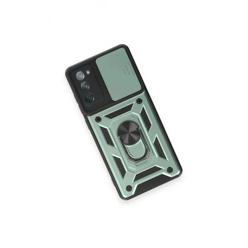 Durukar®  Samsung Galaxy S20 FE Kılıf Pars Lens Yüzüklü Silikon - Yeşil