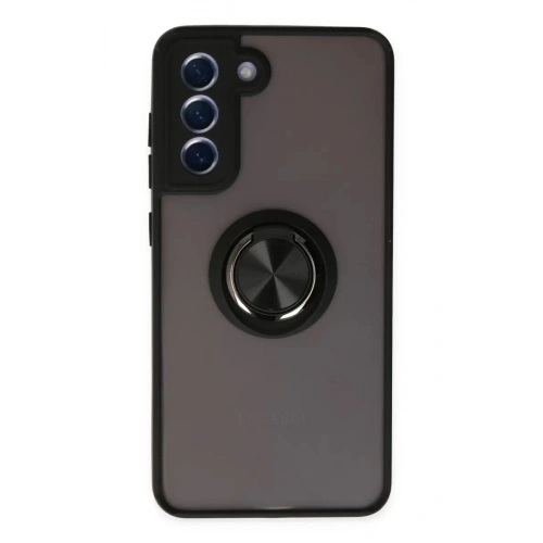 Durukar®  Samsung Galaxy S21 FE Kılıf Montreal Yüzüklü Silikon Kapak - Siyah