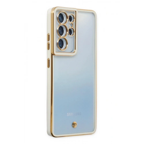 Durukar®  Samsung Galaxy S21 Ultra Kılıf Liva Lens Silikon - Beyaz