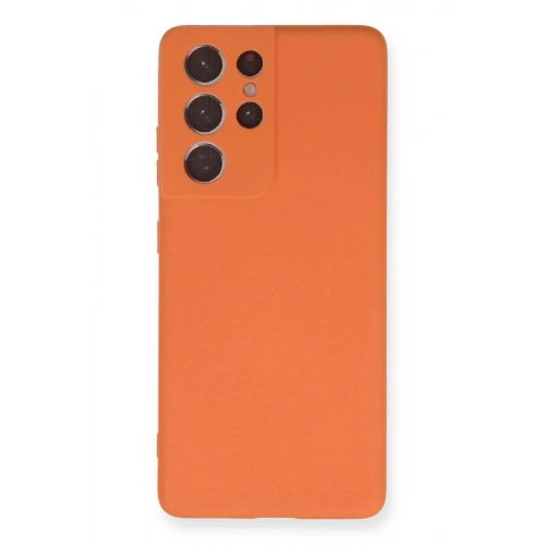 Durukar®  Samsung Galaxy S21 Ultra Kılıf Nano içi Kadife Silikon - Turuncu
