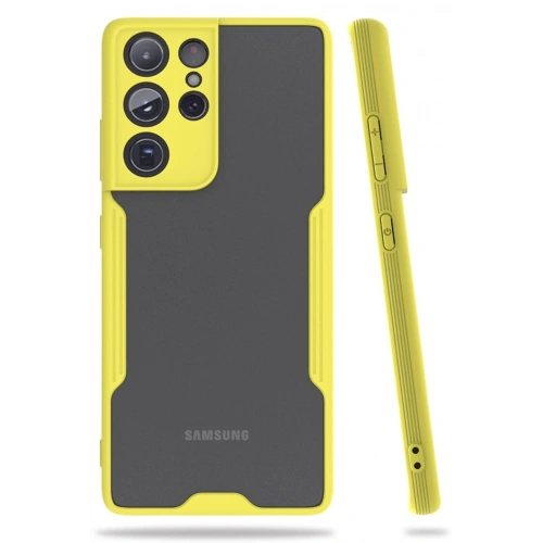 Durukar®  Samsung Galaxy S21 Ultra Kılıf Platin Silikon - Sarı