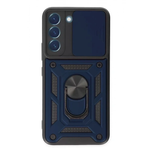 Durukar®  Samsung Galaxy S22 Kılıf Pars Lens Yüzüklü Silikon - Lacivert