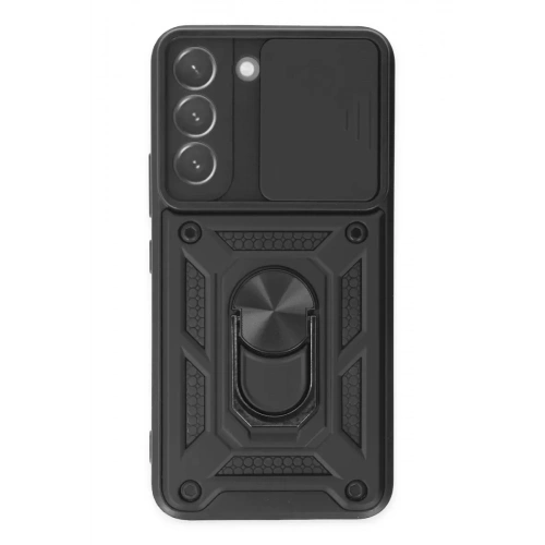 Durukar®  Samsung Galaxy S22 Kılıf Pars Lens Yüzüklü Silikon - Siyah